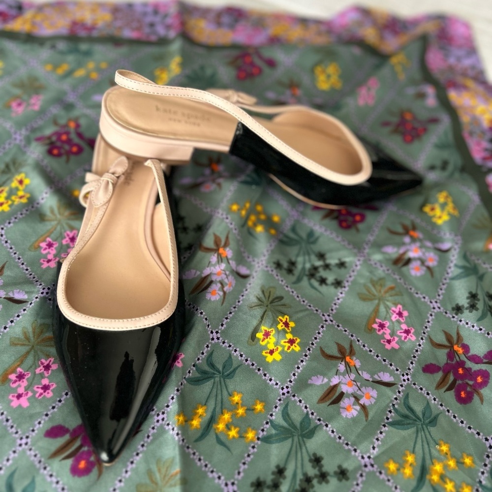 ♠️ Kate Spade Mae Slingback Black and Tan Flats ♠️
